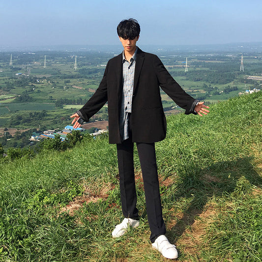Men's Korean Loose Straight Trousers – Relaxed Fit Casual Pants