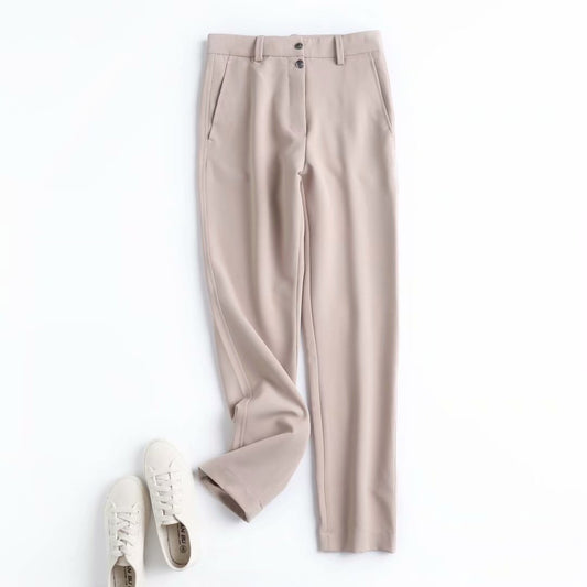 Women's Two-Button Straight Casual Trousers – Relaxed Everyday Pants
