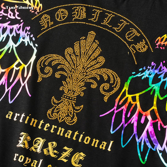 Men's Off-Shoulder Short Sleeve T-Shirt – Fashion Brand Hot Stamp Print