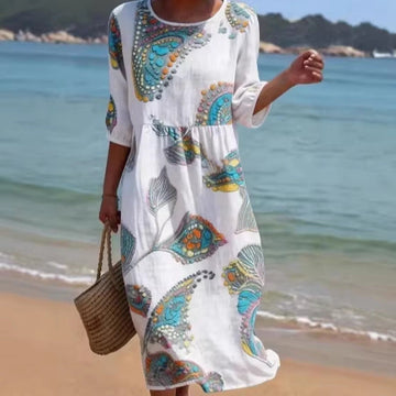 3D-printed Long-sleeve Crew-neck Dress