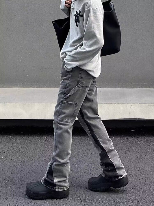 Men's Fashion Horn Denim Jeans – Trendy Flared Leg Denim Pants