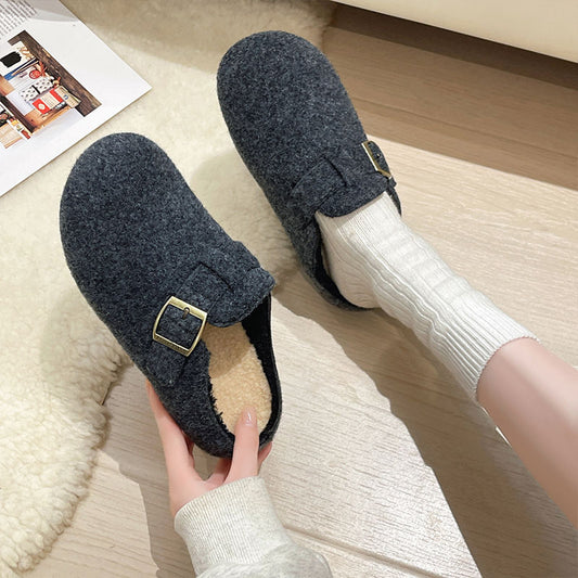 Women's Stylish Casual Wool & Cotton Slippers – Cosy Autumn Winter Footwear