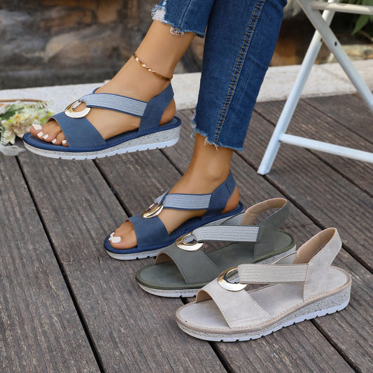 Women's Metal Buckle Hemp Rope Fish-Mouth Sandals – Boho Summer Footwear