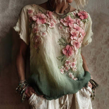 Women's Elegant 3D Print Long Sleeve Top – Unique & Eye-Catching Blouse