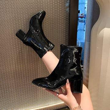 Women's Plus-Size Pointed-Toe High-Heel Ankle Boots – Chic & Confident Style