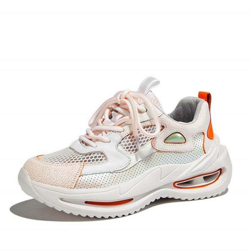Casual Platform Sneakers Leather Women's Shoes Orange styleora