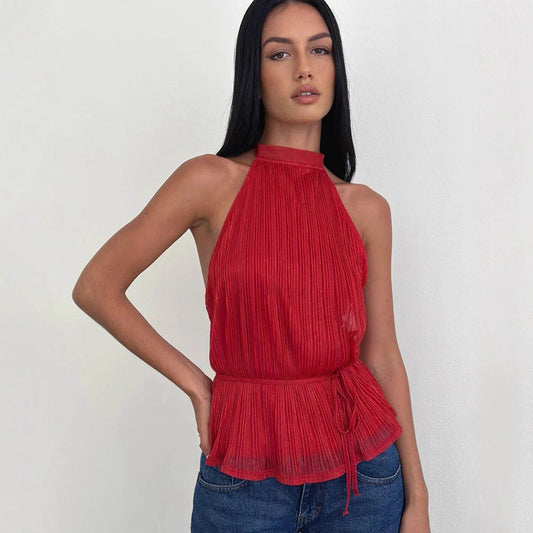 Women's Backless Strappy Halter Tank Top – Sexy & Chic Summer Style