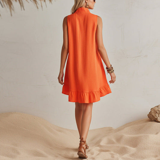 Women's Sleeveless Beach Vacation Dress – Flowy Puffy Skirt Summer Style