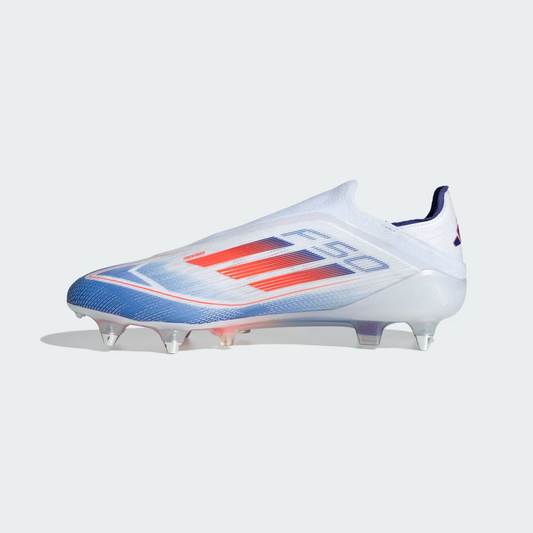 styleora F50 Elite Laceless Soft Ground Soccer Cleats Cloud White Solar Red Lucid Blue styleora