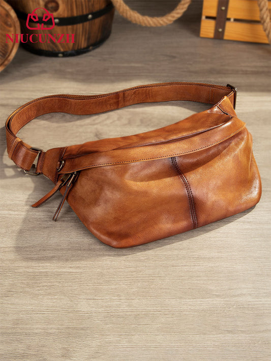 Leather Waist Bag Large Capacity Convenient For Men