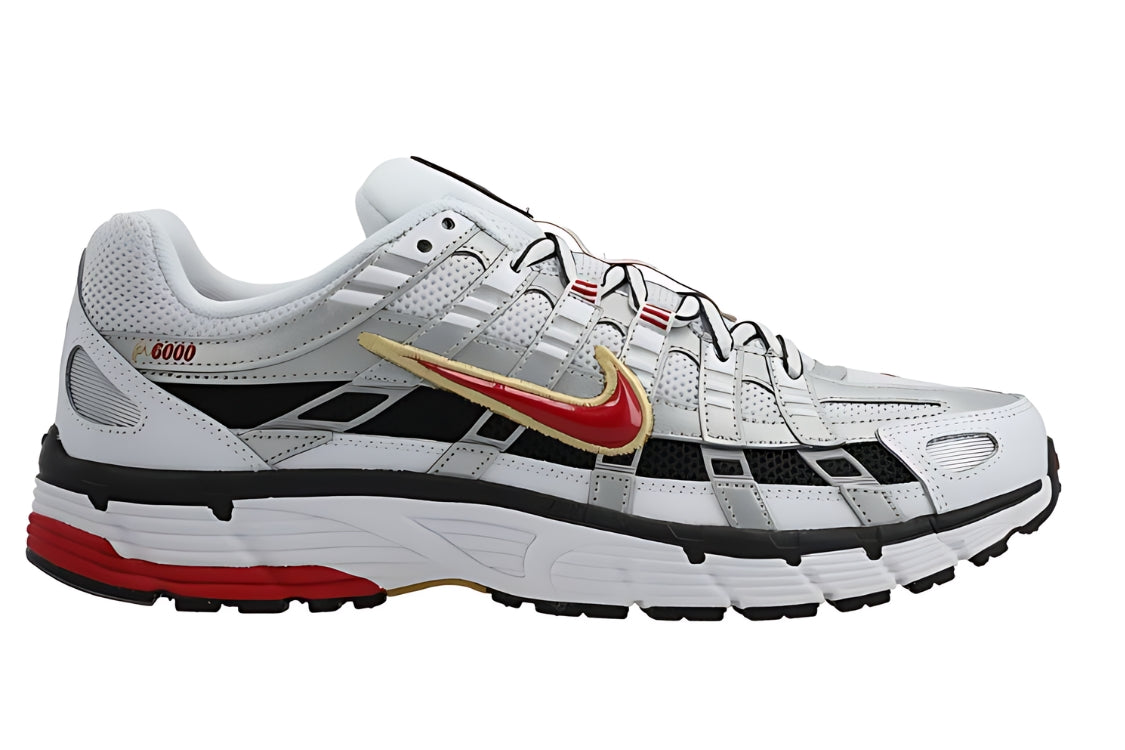 styleora P-6000 Premium Shoes White Metallic Platinum Varsity Red styleora