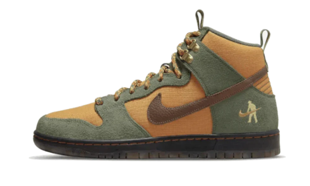 styleora SB Dunk High Shoes Carbon Green Cider-Wheat Gold Pass-Port styleora
