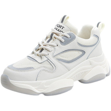 Women Platform Casual Shoes Reflective Fashion Sports White Sneakers styleora