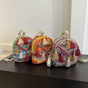 New Lightweight Womens Backpack With Ethnic-style Tassels