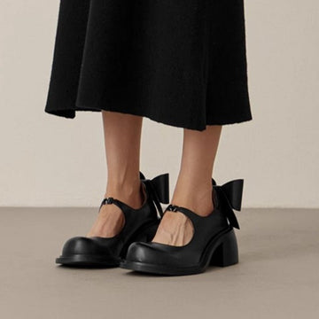 Women's Bow Detail Leather Pumps – Chic & Feminine Heeled Shoes