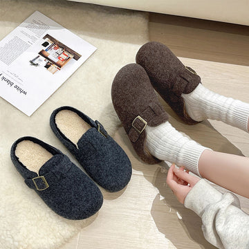 Women's Stylish Casual Wool & Cotton Slippers – Cosy Autumn Winter Footwear